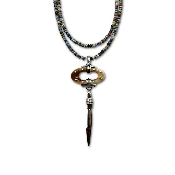 Fossil Walrus Ivory & Dendrite Opal Necklace