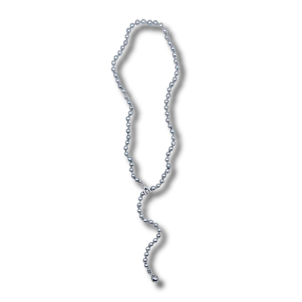 Silver/Blue Akoya & Tahitian Pearl Lariat