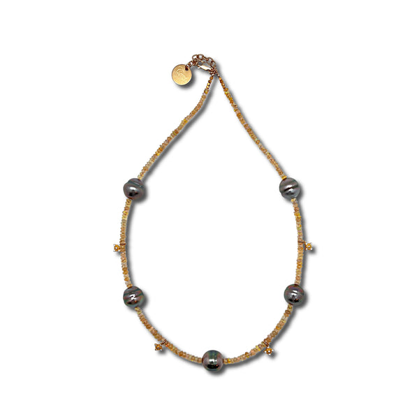 Tahitian Pearl and Opal Necklace