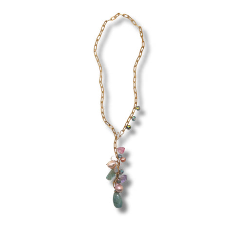 Mixed Stone & Pearl Lariat