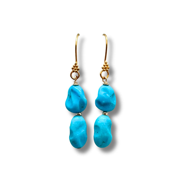 Sleeping Beauty Turquoise and 14kt Gold Earrings