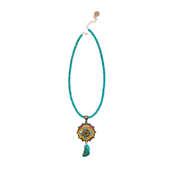 Czech Beads, Turquoise and Gold Flll Necklace