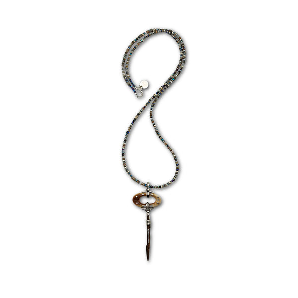 Fossil Walrus Ivory, Dendrite Opal Necklace