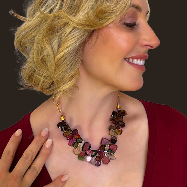 Multi-Color Tourmaline Slice Necklace