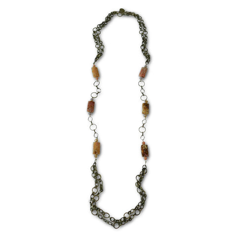 Jasper & Antiqued Brass Necklace