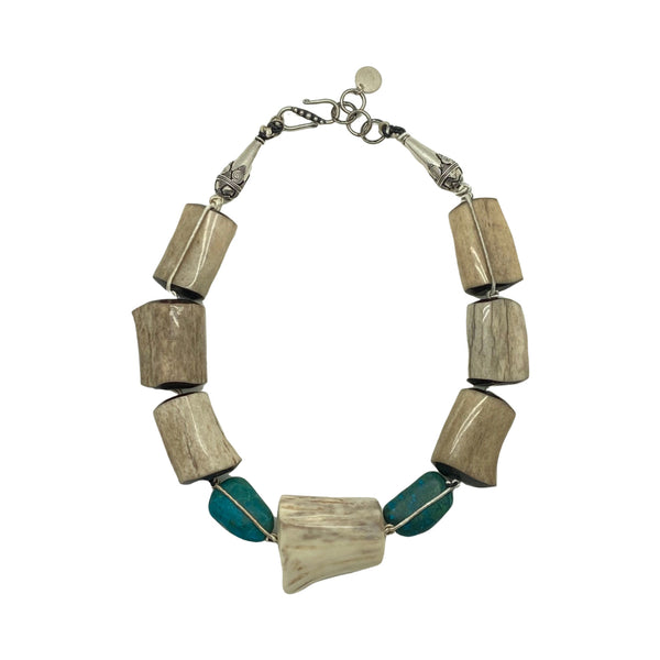 Deer Antler & Chrysocholla Necklace