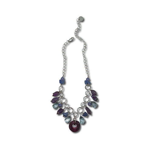 Amethyst, Chalcedony & Porcelain Necklace