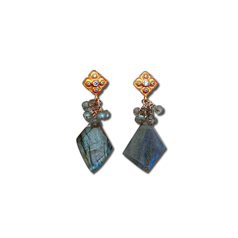 Labradorite, CZ & Vermeil Earrings