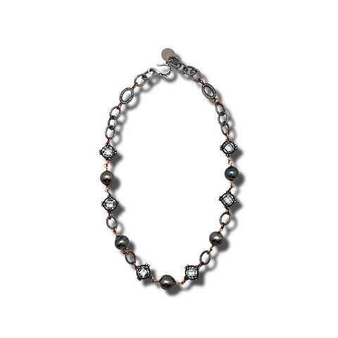 Tahitian Pearl and Mixed Metal Necklace