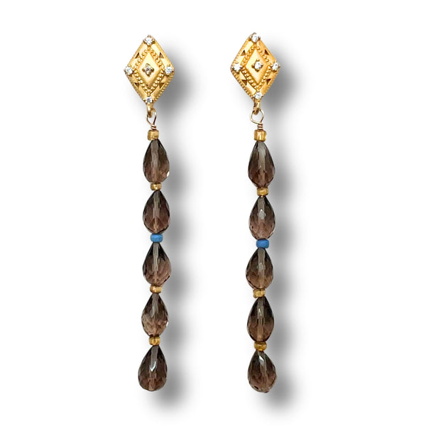Smokey Quartz & Gold Vermeil Earrings