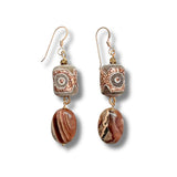 Carved Quartz & Rhodochrosite Earrings