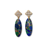 Azurite and Malachite, CZ & Vermeil Earrings