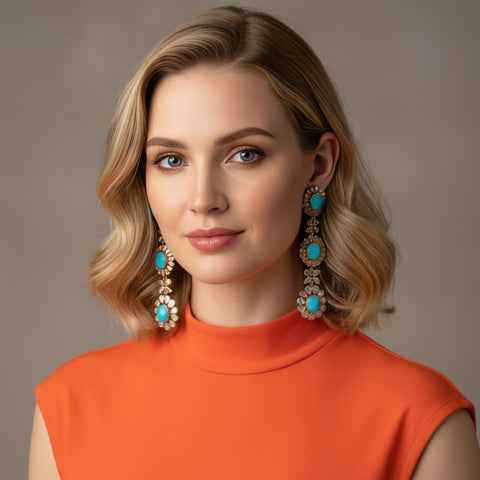 Diamond & Turquoise Statement Earrings