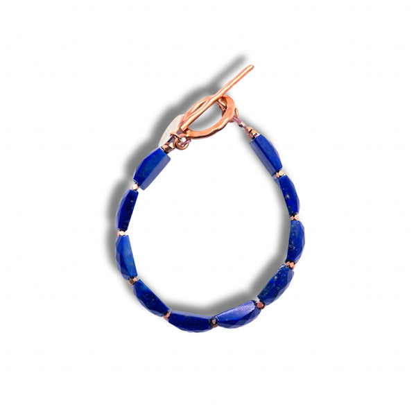Faceted Lapis and Gold Bracelet