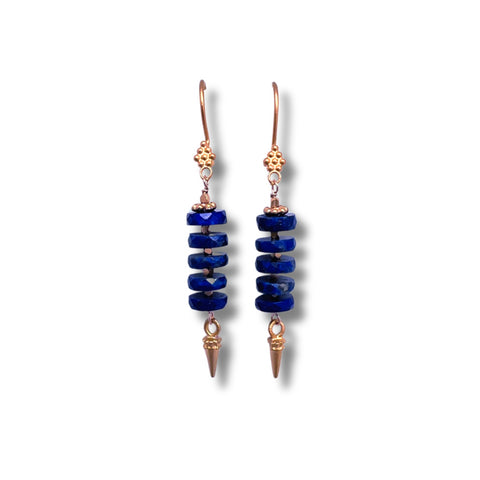 Faceted Lapis and Gold Earrings