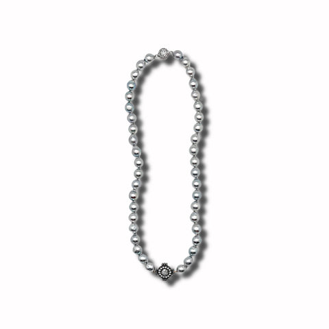 Silver/Blue Akoya Pearl Necklace