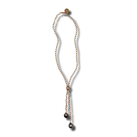 Tahitian Pearl & Opal Lariat
