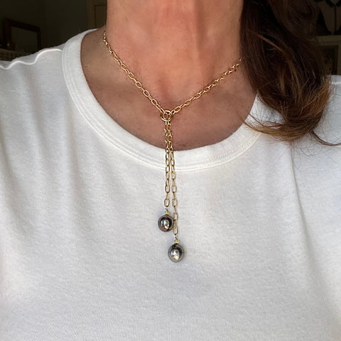 Tahitian Pearl & Opal Lariat