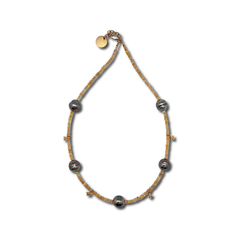 Tahitian Pearl and Opal Necklace