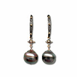 Tahitian Pearl, CZ and Mixed Metal Earrings
