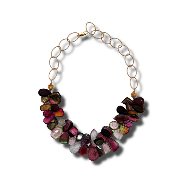 Multi-Color Tourmaline Slice Necklace