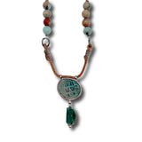 Byzantine Coin, Jasper and Leather Necklace