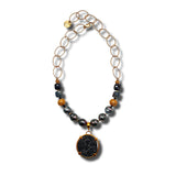 Christ, King of Kings Coin, Tahitian Pearl & Sapphire Necklace
