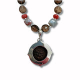 Smokey Quartz, Sunstone & Coin of the Crusades Necklace