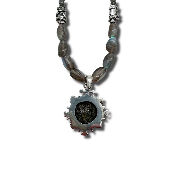 Back Side: Aurelian Coin, Labradorite and Silver Necklace