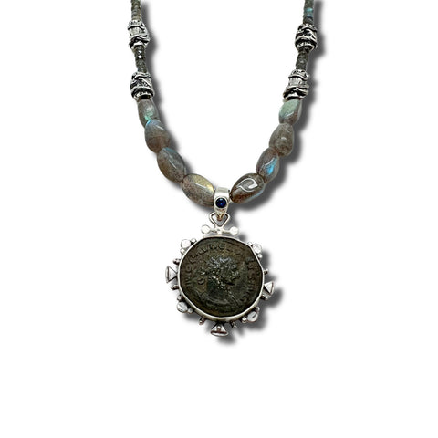 Aurelian Coin and Labradorite Necklace