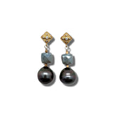 Tahitian Pearl, Sapphire, CZ and Gold Vermeil