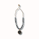 Ancient Coin, Sapphire, Tahitian Pearl Necklace