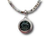 Dendrite Opal, Silver and Romulus and Remus Coin Necklace