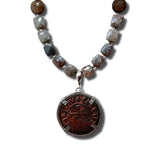 Back Side: Coin of the Crusades, Sapphire, Labradorite Long Necklace