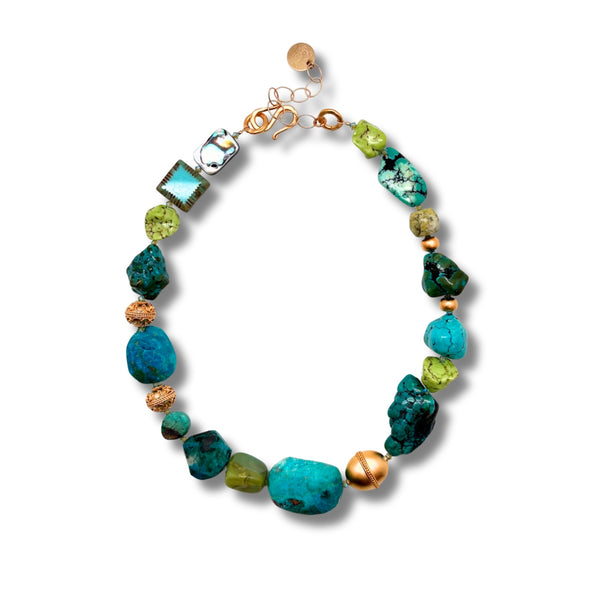 Mixed Blue/Green Stone Necklace