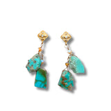 Number 8 Turquoise, Crystal and Gold Vermeil Post Earrings