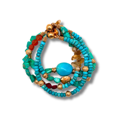 Turquoise, Citrine, Quartz & Carnelian Bracelet