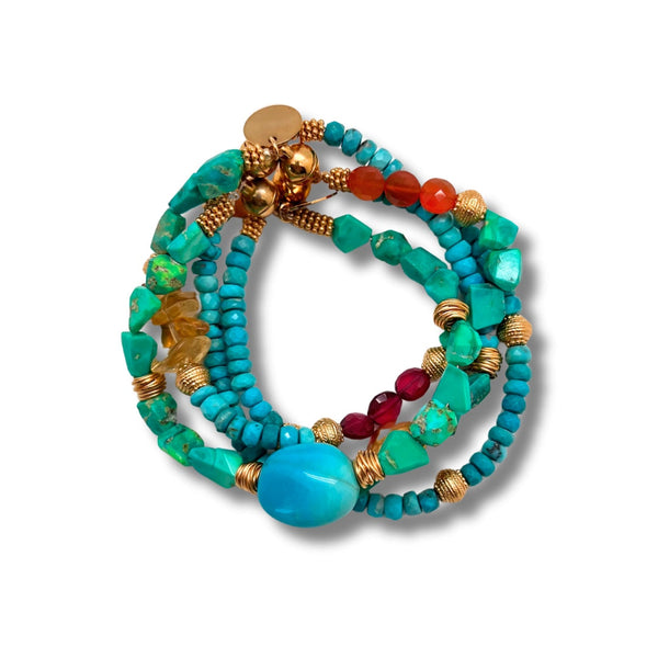Blue Turquoise & Gold Bracelet