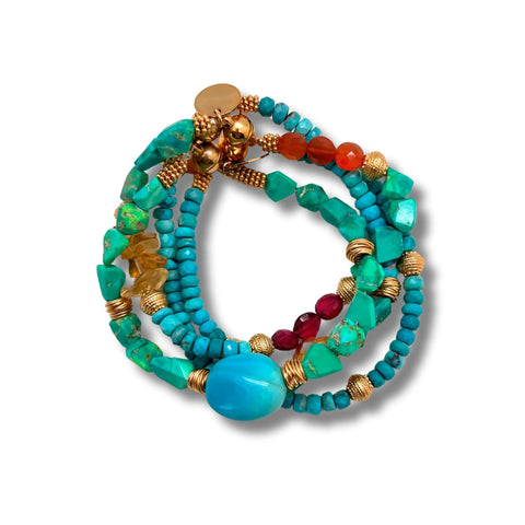 Blue Turquoise & Gold Bracelet