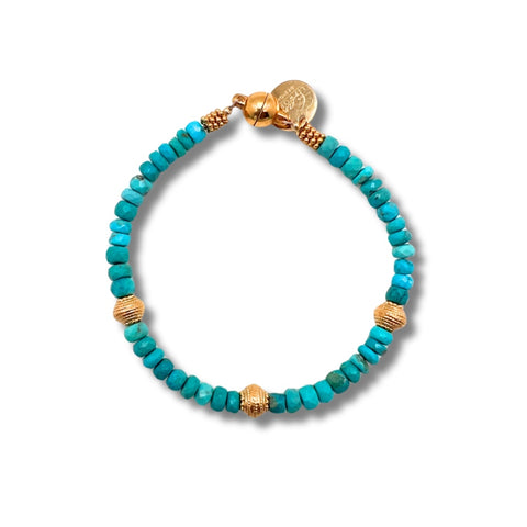 Blue Turquoise & Gold Bracelet