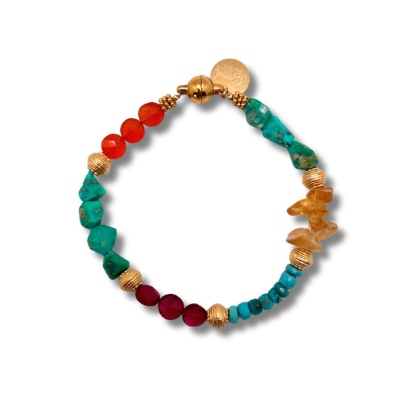 Turquoise, Citrine, Quartz & Carnelian Bracelet