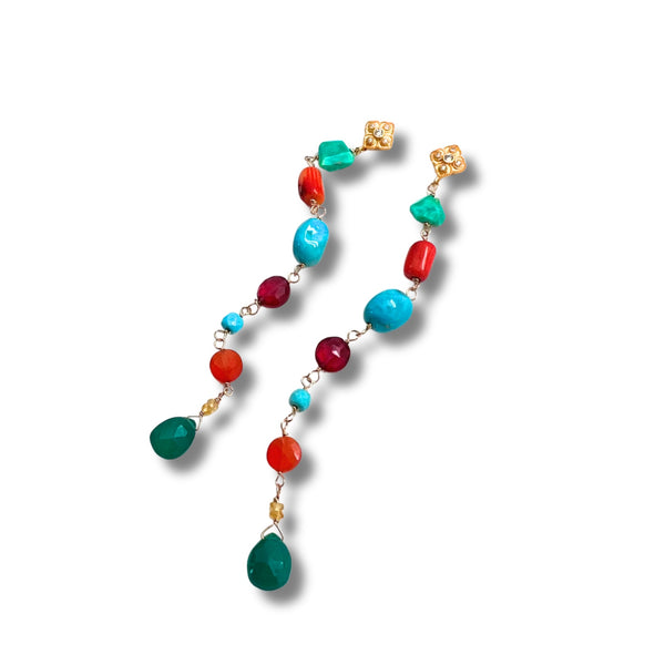 Mixed Stone Swing Earrings