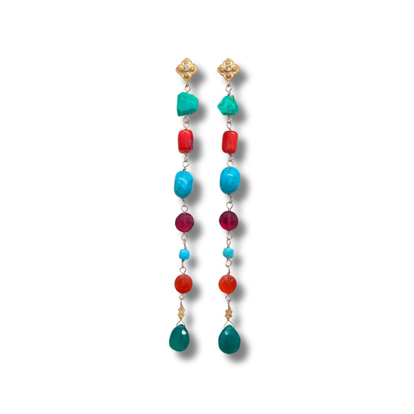Mixed Stone Swing Earrings