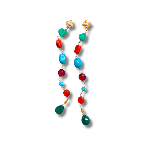 Mixed Stone Swing Earrings