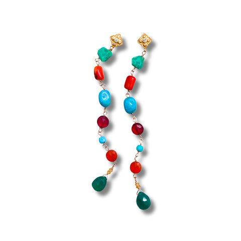 Multi-Colored Earrings with Sleeping Beauty Turquoise