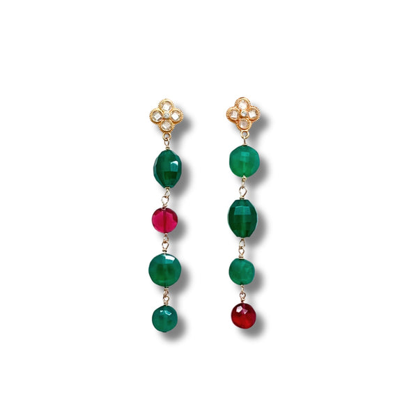 Pink and Green Swing Earrings