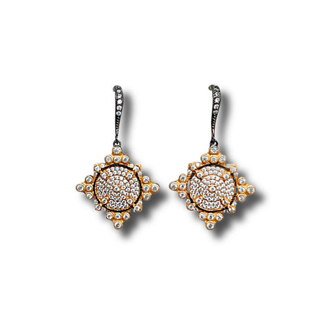 Modern Heirloom Mixed Metal & CZ Earrings