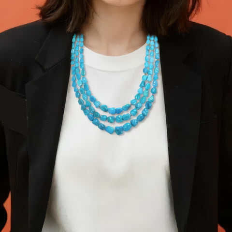 Three-Strand Sleeping Beauty and 14kt Gold Necklace
