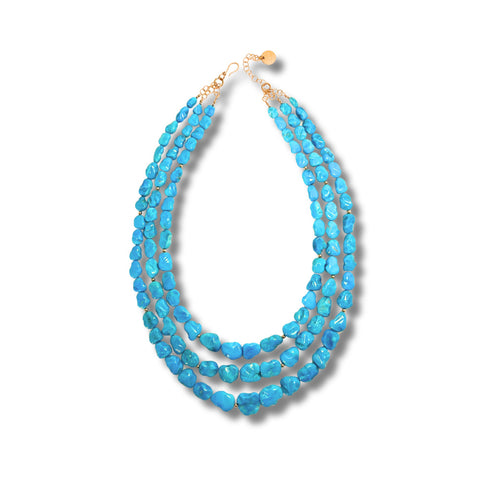 Three-Strand Sleeping Beauty and 14kt Gold Necklace