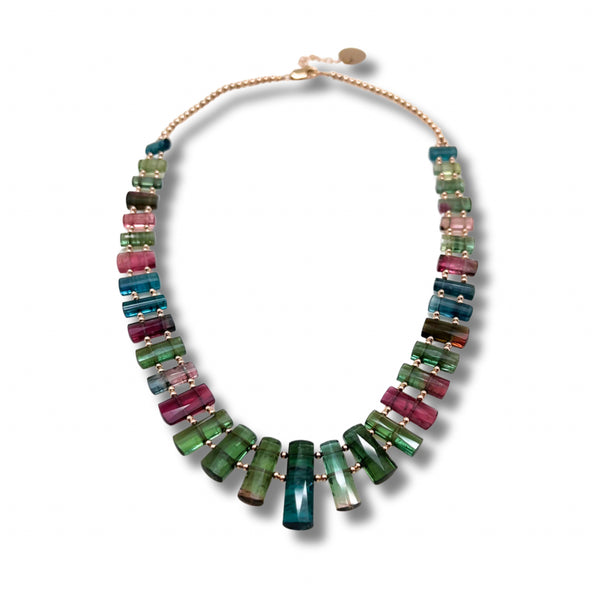 Multi-Color Tourmaline & 14kt Gold Necklace